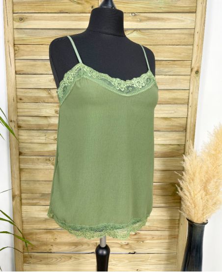 LACE TOP WITH ADJUSTABLE SHOULDER STRAPS PE516 MILITARY GREEN