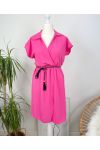 ROBE DRAPEE AVEC LIEN PE418 FUSHIA