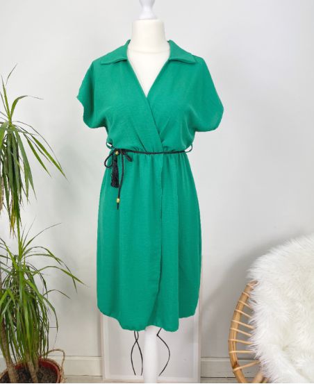 DRAPEE DRESS WITH GREEN PE418 LINK