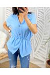 BLOUSE WITH BUTTONS PE221 AZURE BLUE