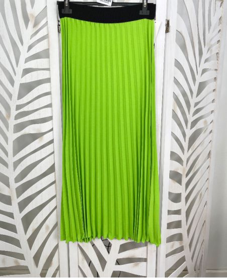 LONG PLEATED SKIRT PE537 GREEN