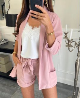 SHORT 2 POCHES AVEC LIEN PE595 ROSE