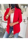 VESTE BLAZER 2 POCHES PE586 ROUGE