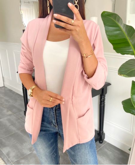 CHAQUETA BLAZER 2 POCHES PE586 ROSA