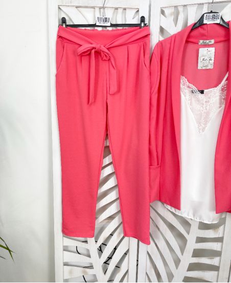 PANTALON 2 POCHES AVEC LIEN PE607 CORAIL