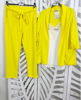 PANTALON 2 POCHES AVEC LIEN PE607 JAUNE