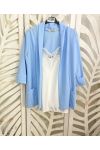 VESTE BLAZER 2 POCHES PE586 BLEU CIEL