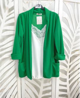 VESTE BLAZER 2 POCHES PE586 VERT EMERAUDE