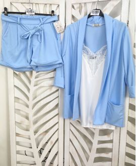 SHORT 2 POCHES AVEC LIEN PE595 BLEU CIEL