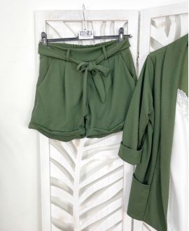 SHORT 2 POCHES AVEC LIEN PE595 VERT MILITAIRE