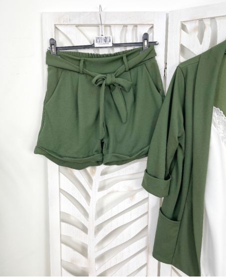 PANTALONCINI 2 TASCHE CON LINK PE595 VERDE MILITARE