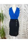 BUTTON DRESS PE385 ROYAL BLUE