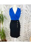 BUTTON DRESS PE385 ROYAL BLUE