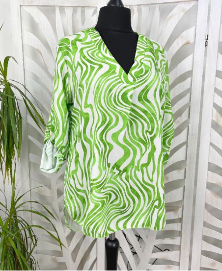 CURVY COLLECTION BLOUSE PRINTED PE331 GREEN