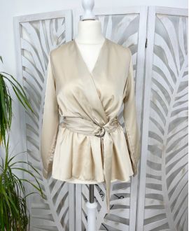 SATIN TUNIC WITH BELT PE220 BEIGE