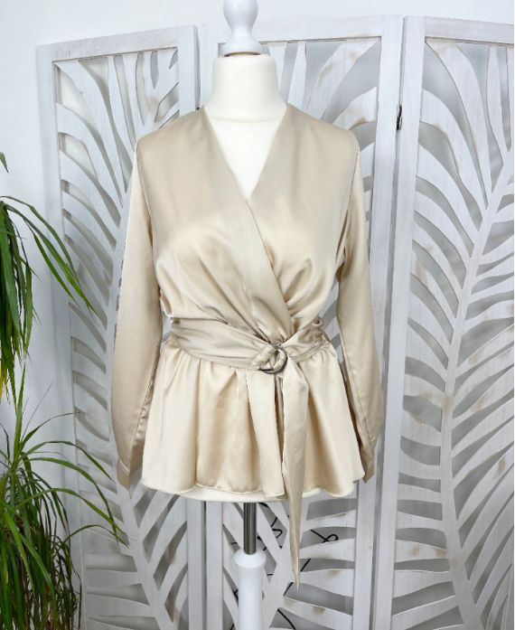 TUNIQUE SATIN AVEC CEINTURE PE220 BEIGE