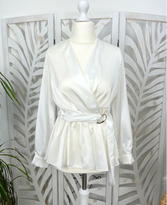 TUNIQUE SATIN AVEC CEINTURE PE220 BLANC