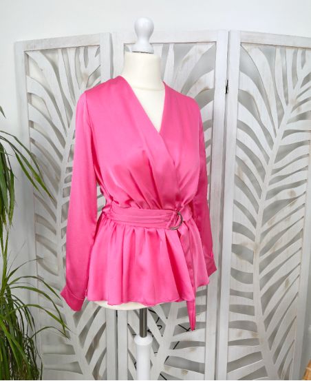 TUNIQUE SATIN AVEC CEINTURE PE220 FUSHIA