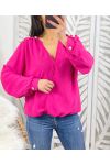 BLOUSE DRAPEE STYLE OFFICIER PE636 FUSHIA