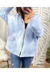 GILET A CAPUCHE COTON OVERSIZE PE669 BLEU CLAIR DELAVE