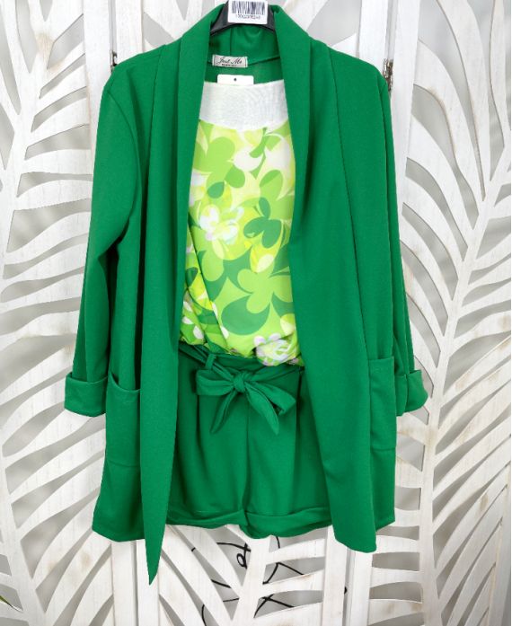 CHAQUETA BLAZER LARGA 2 PLUTCHES PE621 VERDE ESMERALDA