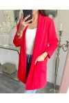 CHAQUETA BLAZER LARGA 2 BOLSILLOS PE621 ROJO