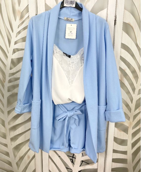 LONG BLAZER JACKET 2 PUCHS PE621 SKY BLUE