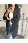 KURTKA LONG BLEZER JACKET 2 KIESZENIE PE621 CZARNA