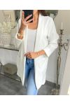 VESTE BLAZER LONGUE 2 POCHES PE621 BLANC