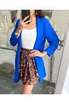 CHAQUETA BLAZER LARGA 2 PLUTCHES PE621 AZUL REAL