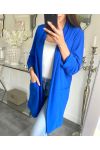 GIACCA BLAZER LUNGA 2 PLUTCHES PE621 BLU ROYAL