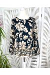 PLEATED BLOUSE PRINTED PE122 BLACK