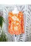 PLEATED BLOUSE PRINTED PE122 ORANGE