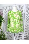 PLEATED BLOUSE PRINTED PE122 GREEN