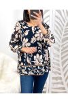 PLEATED BLOUSE PRINTED PE122 BLACK