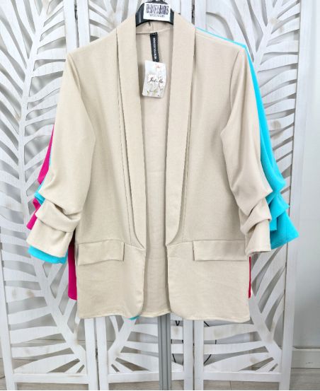 BLAZER JACKET PLEATED SLEEVES PE693 BEIGE