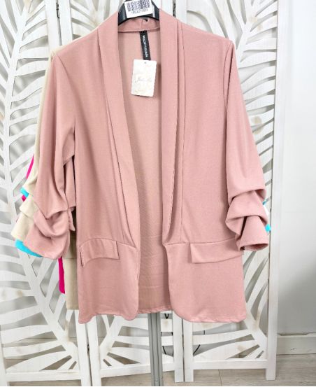 BLAZER JACKET PLEATED SLEEVES PE693 PINK