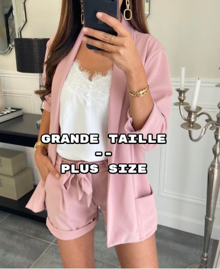 TALLA GRANDE - CHAQUETA BLAZER 2 POCHES PE803 ROSA