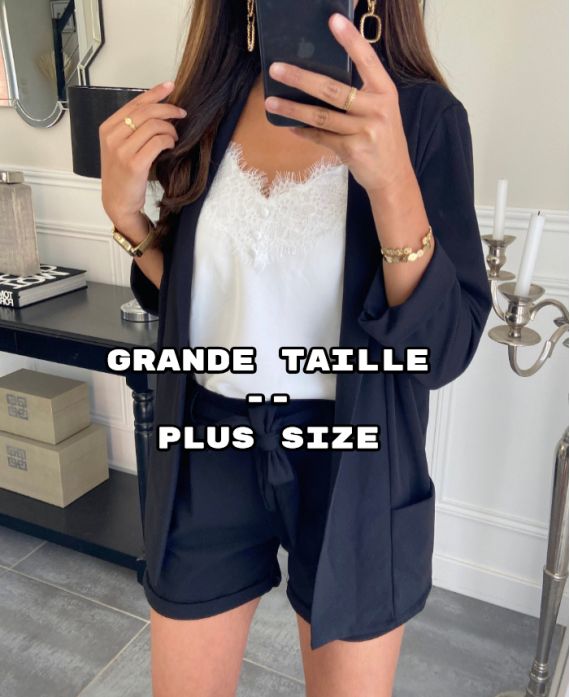 GROSSE GRÖSSE - BLAZER JACKE 2 POCHES PE803 SCHWARZ