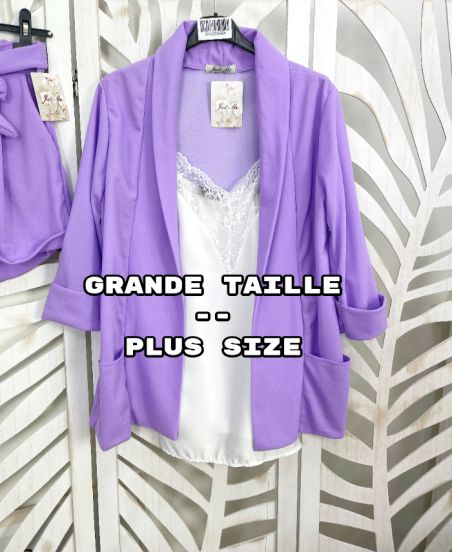 GRANDE TAILLE - VESTE BLAZER 2 POCHES PE803 LILA