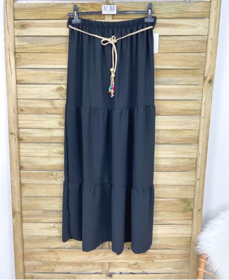 JUPE LONGUE + CEINTURE PE787 NOIR