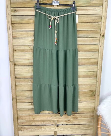 JUPE LONGUE + CEINTURE PE787 VERT MILITAIRE