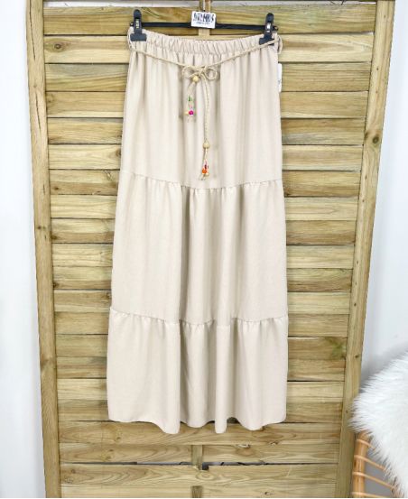 LONG SKIRT + BELT PE787 BEIGE