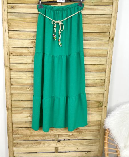 LONG SKIRT + PE787 BELT EMERALD GREEN