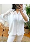 CAMICIA IN PIZZO FLUIDO PE842 BIANCO