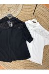 CAMISA DE ENCAJE FLUIDO PE842 NEGRO