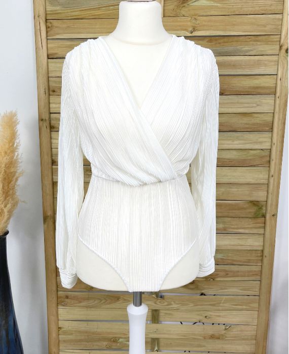 BODY TISSUS PLISSE BRILLANT PE848 BLANC