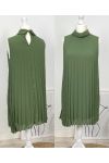 PLEATED DRESS EVASEE PE645 MILITARY GREEN