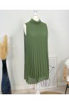 PLEATED DRESS EVASEE PE645 MILITARY GREEN