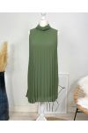 PLEATED DRESS EVASEE PE645 MILITARY GREEN